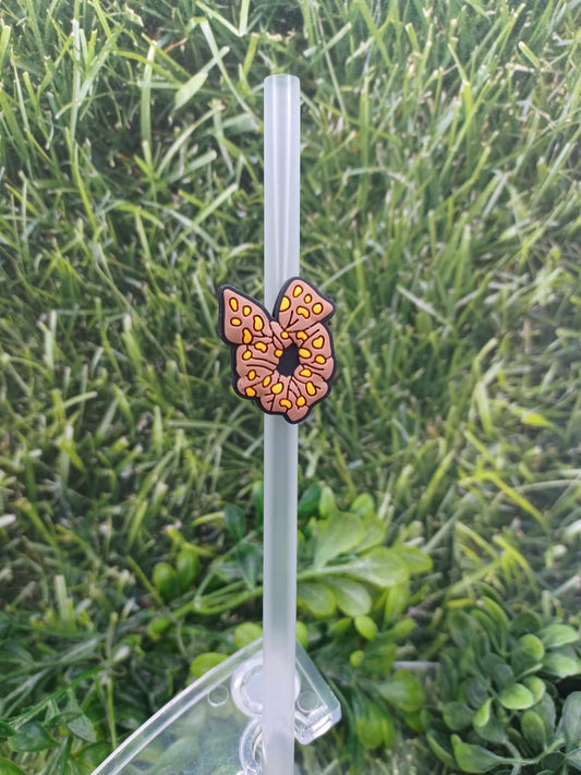 Leopard Print Scrunch Straw Charm w/ Clear Straw