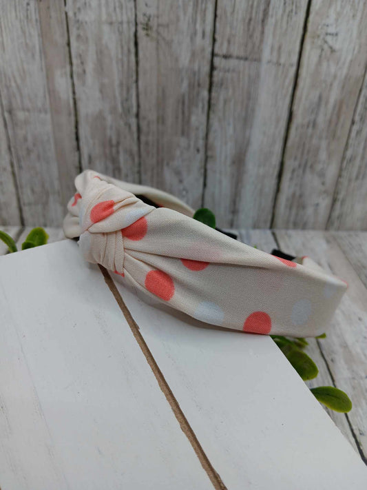 Coral Polka Dot Headband