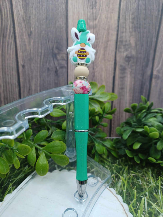 Teal Gnome Beaded ink Pen