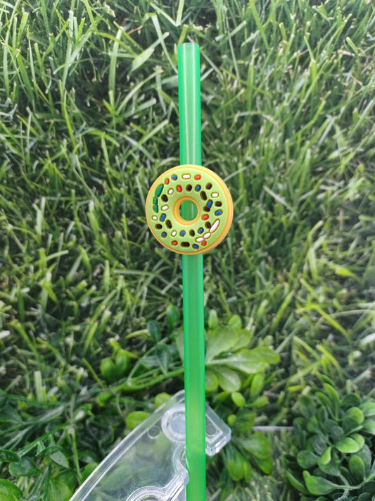 Green Donut Straw Charm w/ Green Straw
