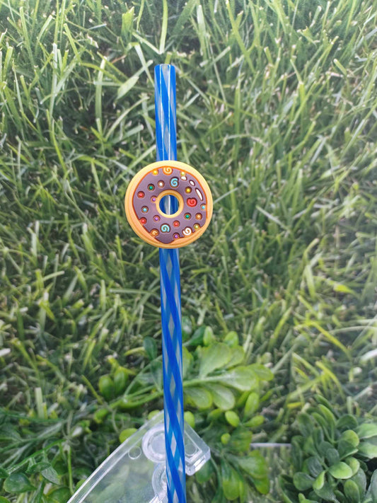Donut w/ Sprinkles Straw Charm w/ Blue Straw