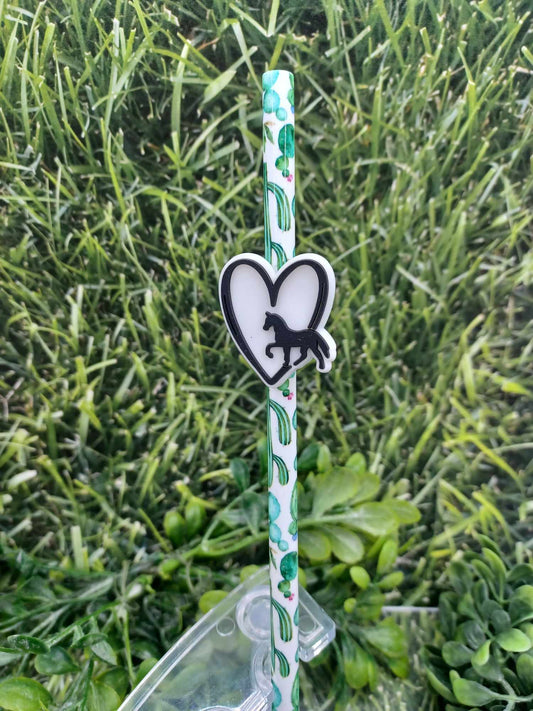 Heart & Horse Straw Charm w/ Cactus Straw