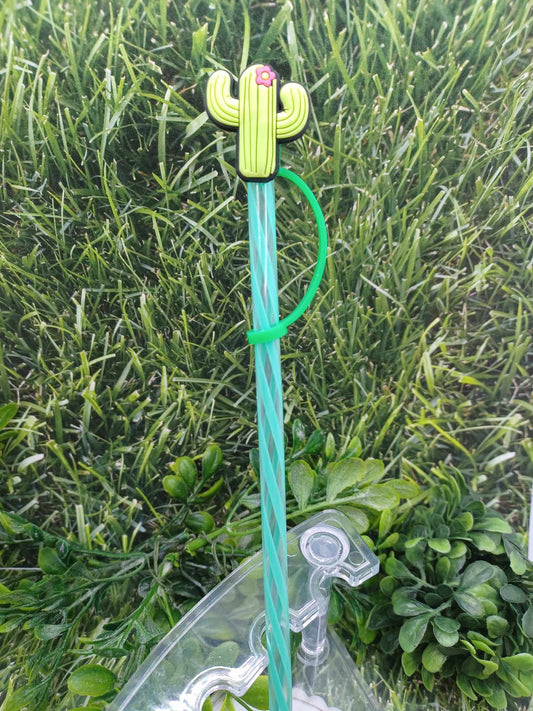 Cactus Straw Topper w/ Green Straw