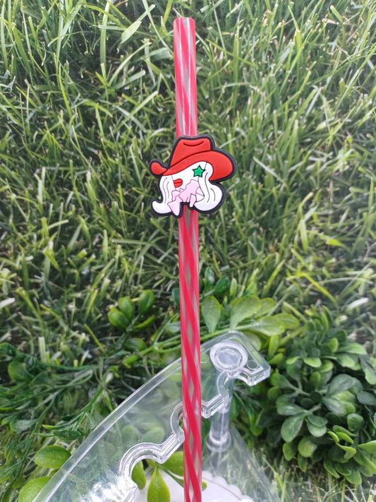 Cowgirl Straw Charm w/ Pink Straw