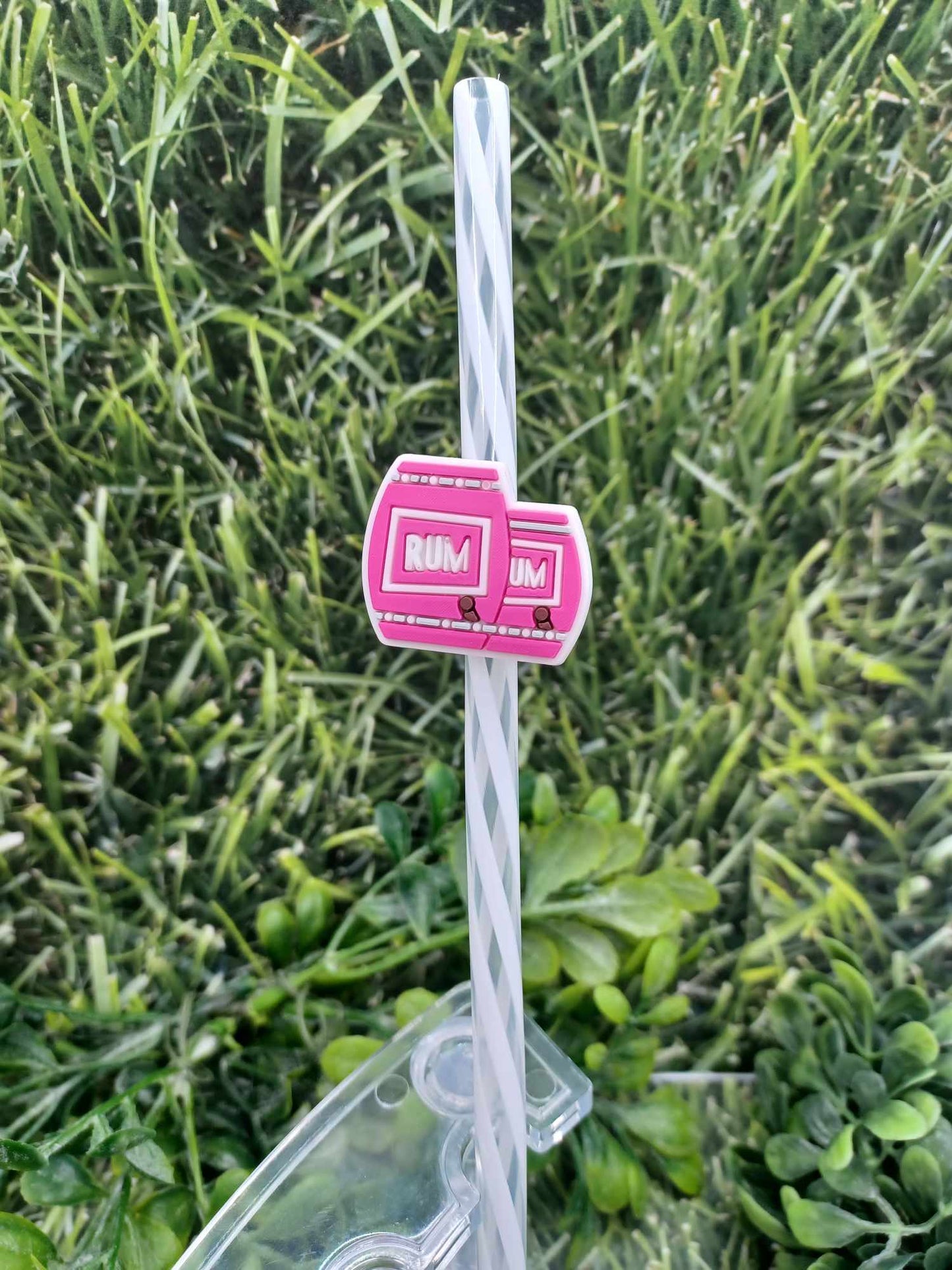 Pink Rum Barrell Straw Charm