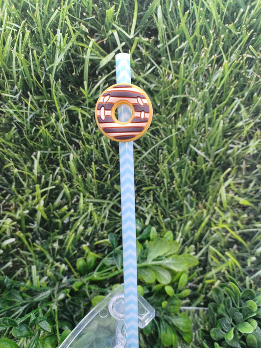 Striped Donut Straw Charm w/ Blue Straw