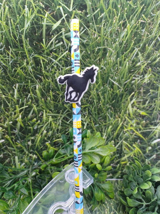 Horse Straw Charm w/ Patterned Straw