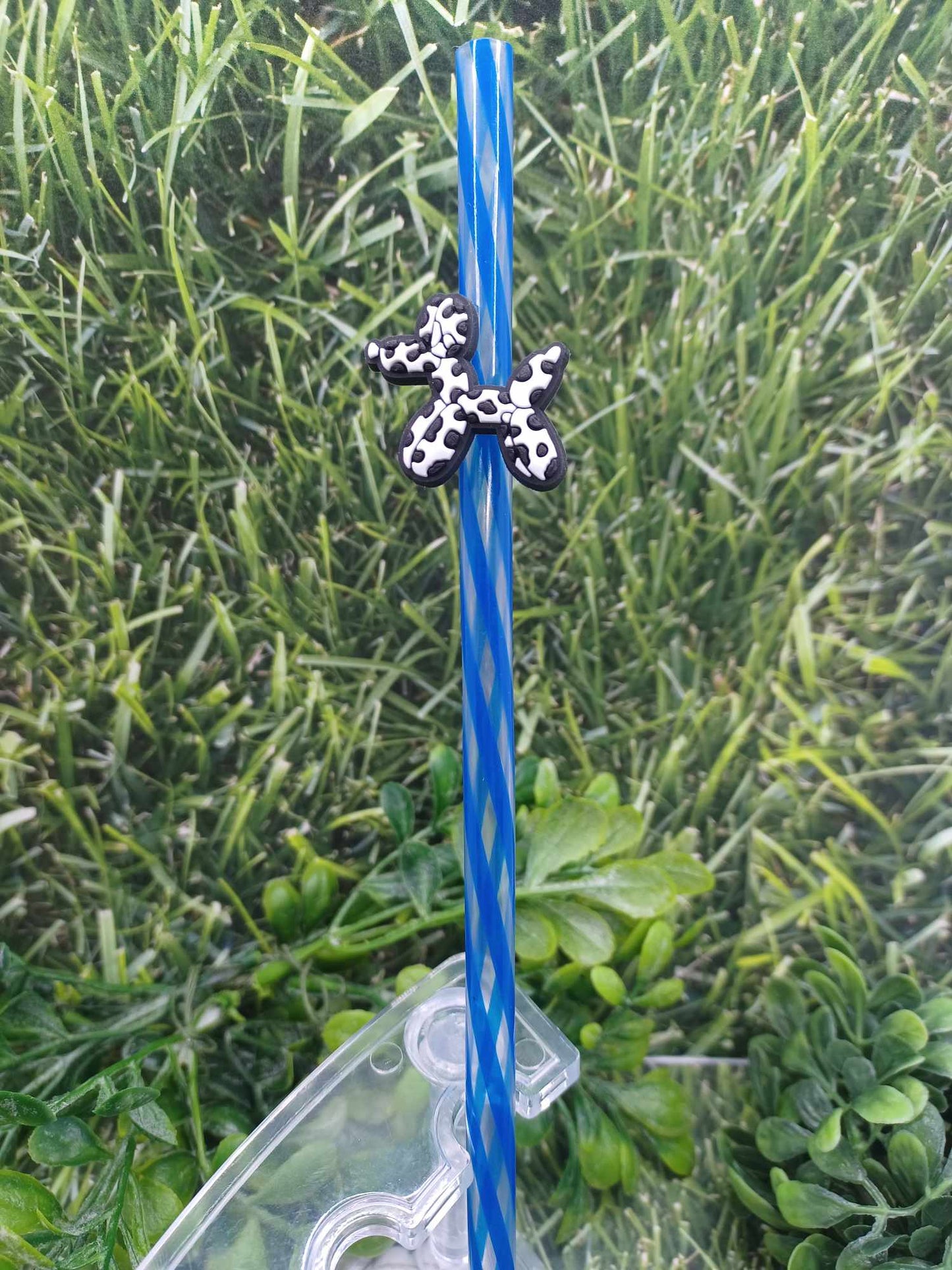 Polka Dot Poodle Straw Charm