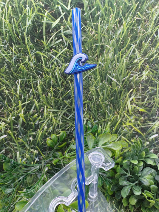 Blue Wave Straw Charm w/ Blue Straw