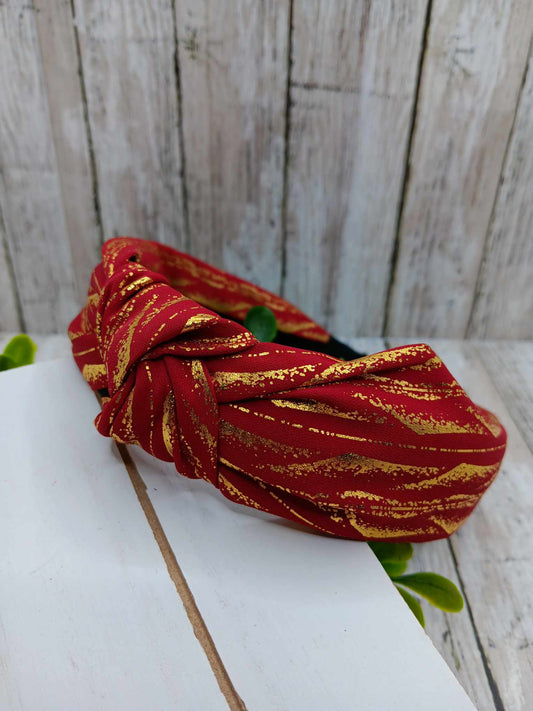 Red Headband w/ Gold Streaks