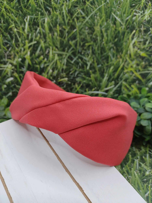 Coral Pink/Orange Gathered Headband