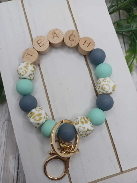 Teal Teach Beaded Wristlet