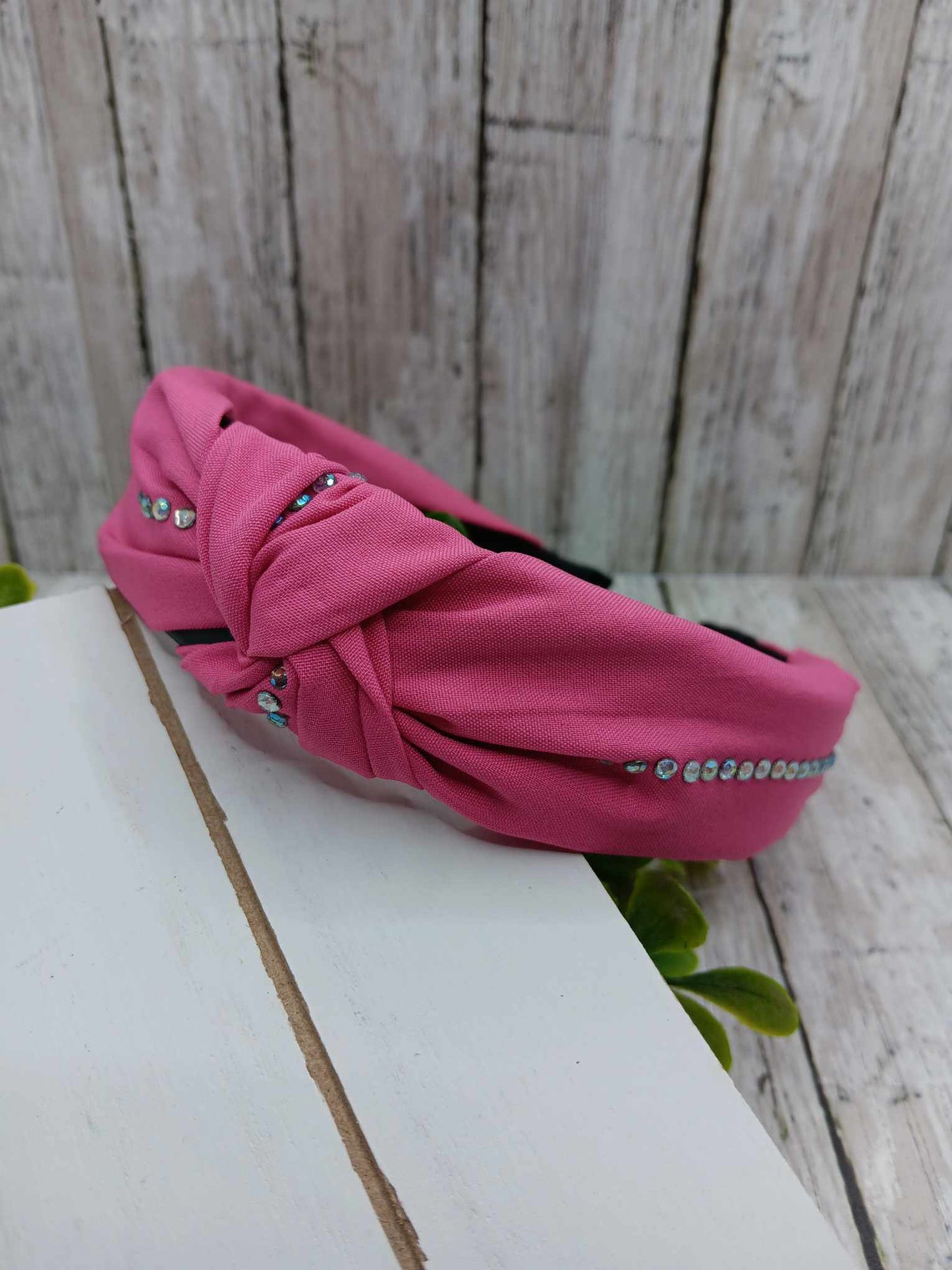Pink Headband w/ Mermaid Rhinestone Accents