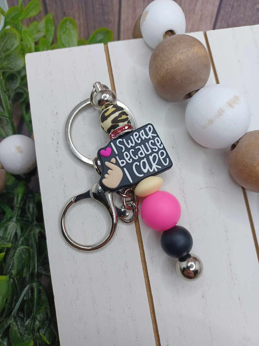 I Swear Because I Care Beaded Keychain