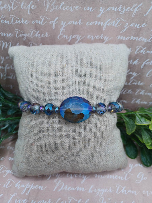 Blue Oil Spill Beaded Bracelet