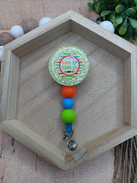 Back to Schoolish Beaded Badge Reel