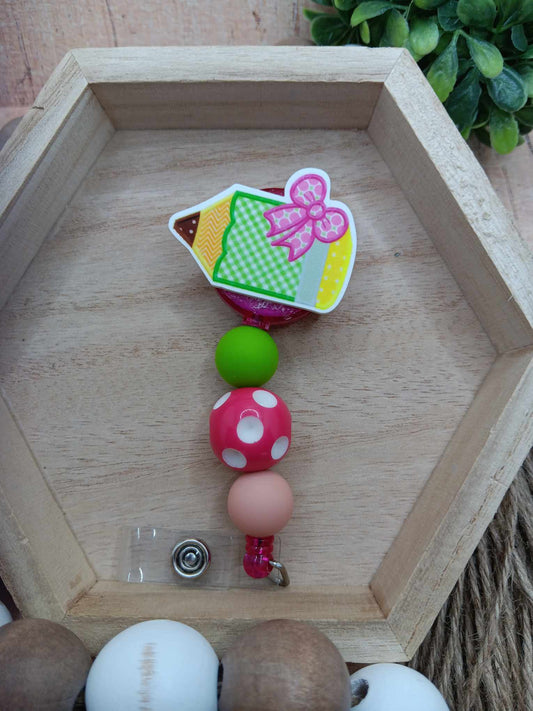 Pencil Teacher Themed Badge Reel