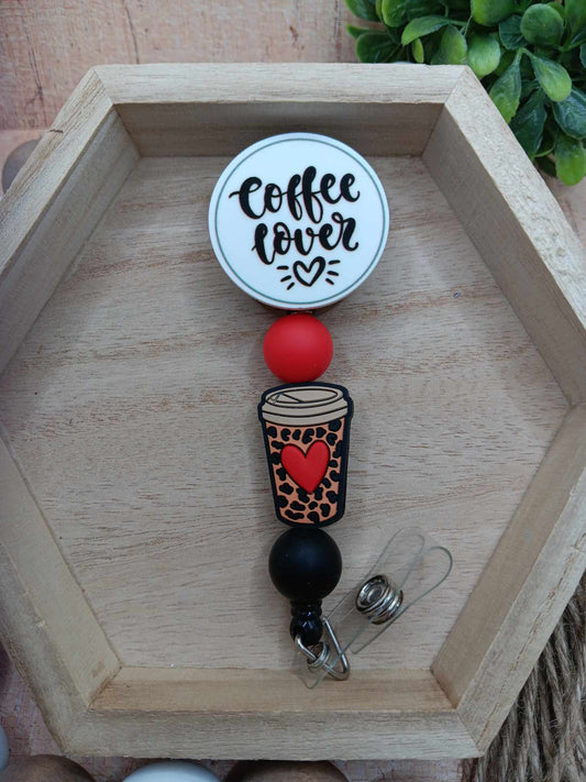 Coffee Lover Beaded Badge Reel