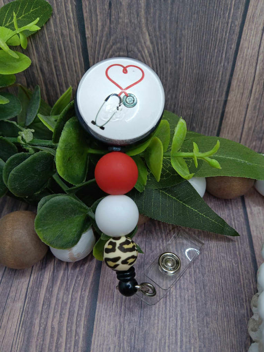 Stethoscope Beaded Badge Reel