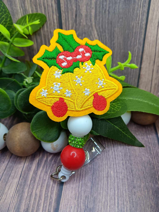 Embroidered Bells Beaded Badge Reel