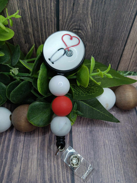 Stethoscope Beaded Badge Reel