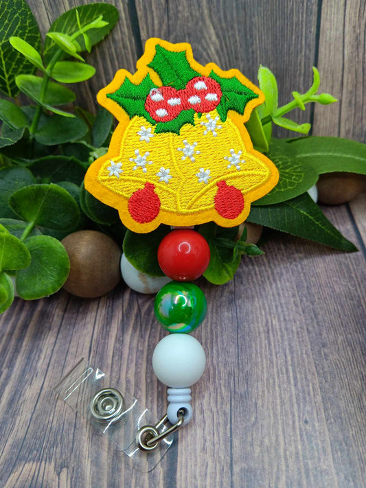 Embroidered Bells Beaded Badge Reel