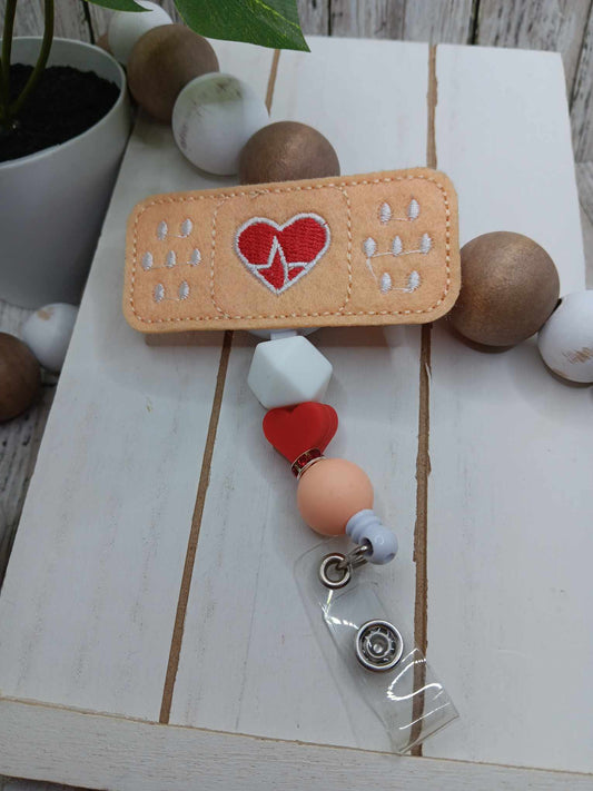 Embroidered Band-Aid Beaded Badge Reel