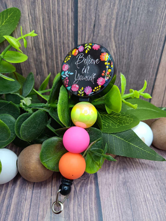Believe in Yourself Beaded Badge Reel