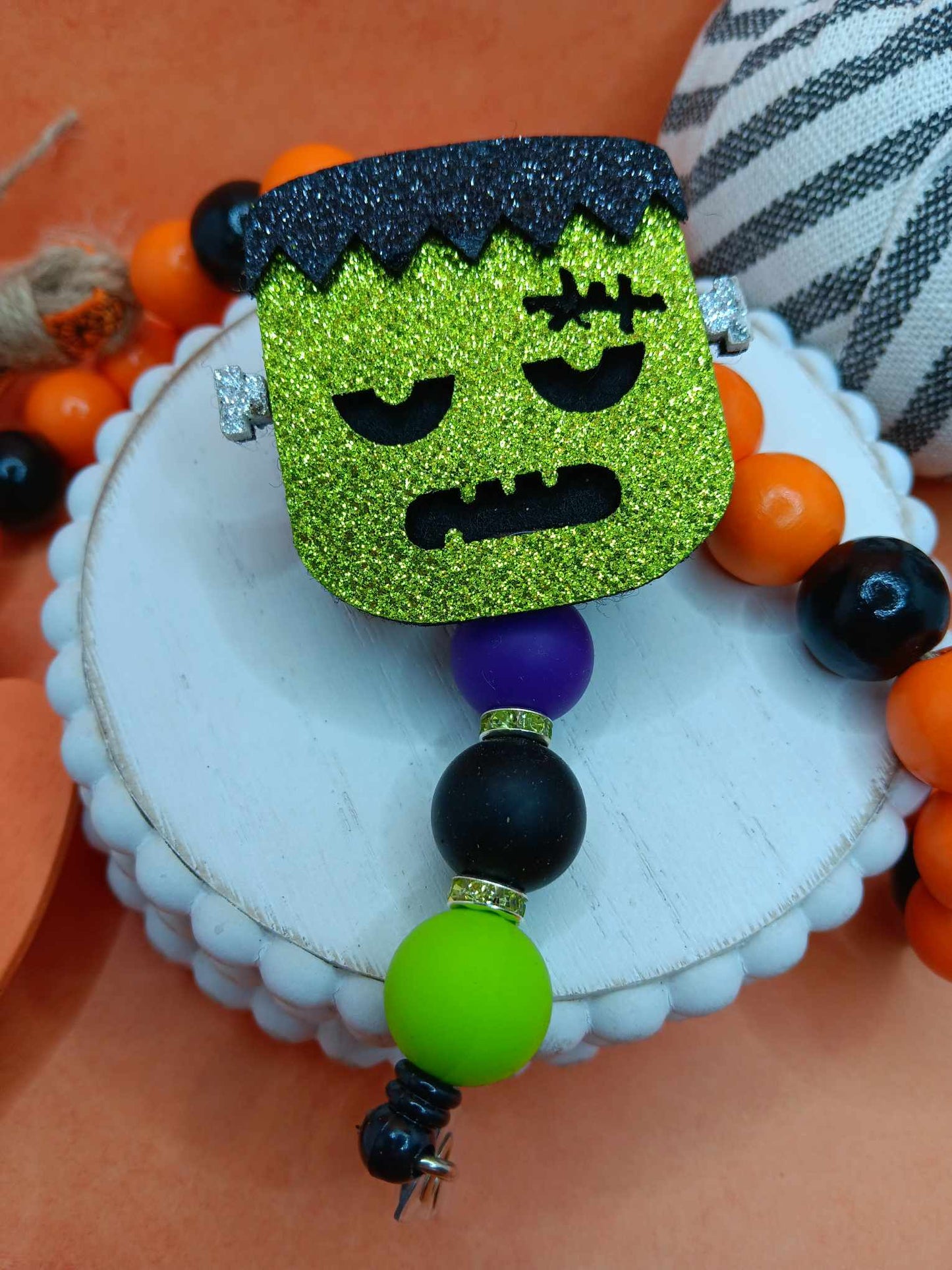 Frankenstein Beaded Badge Reel