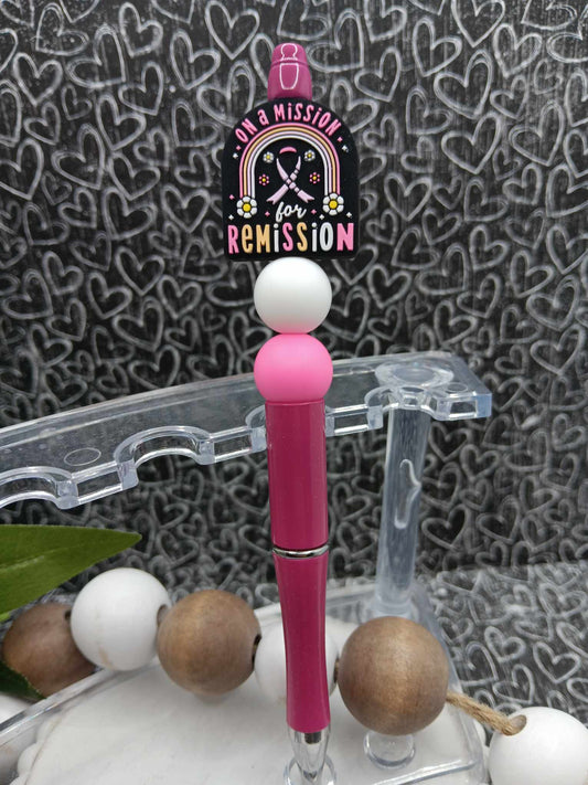 On a Mission for Remission Beaded Breast Cancer Awareness Ink Pen