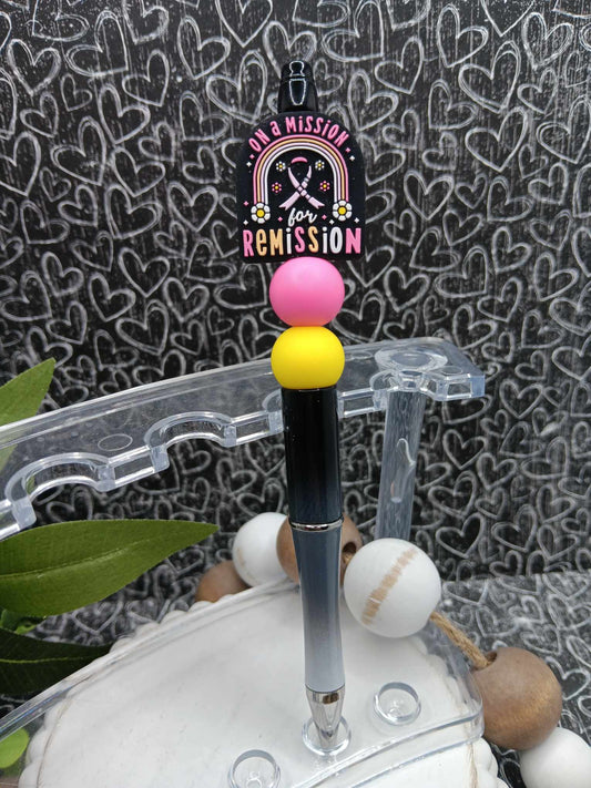 On a Mission for Remission Beaded Breast Cancer Awareness Ink Pen
