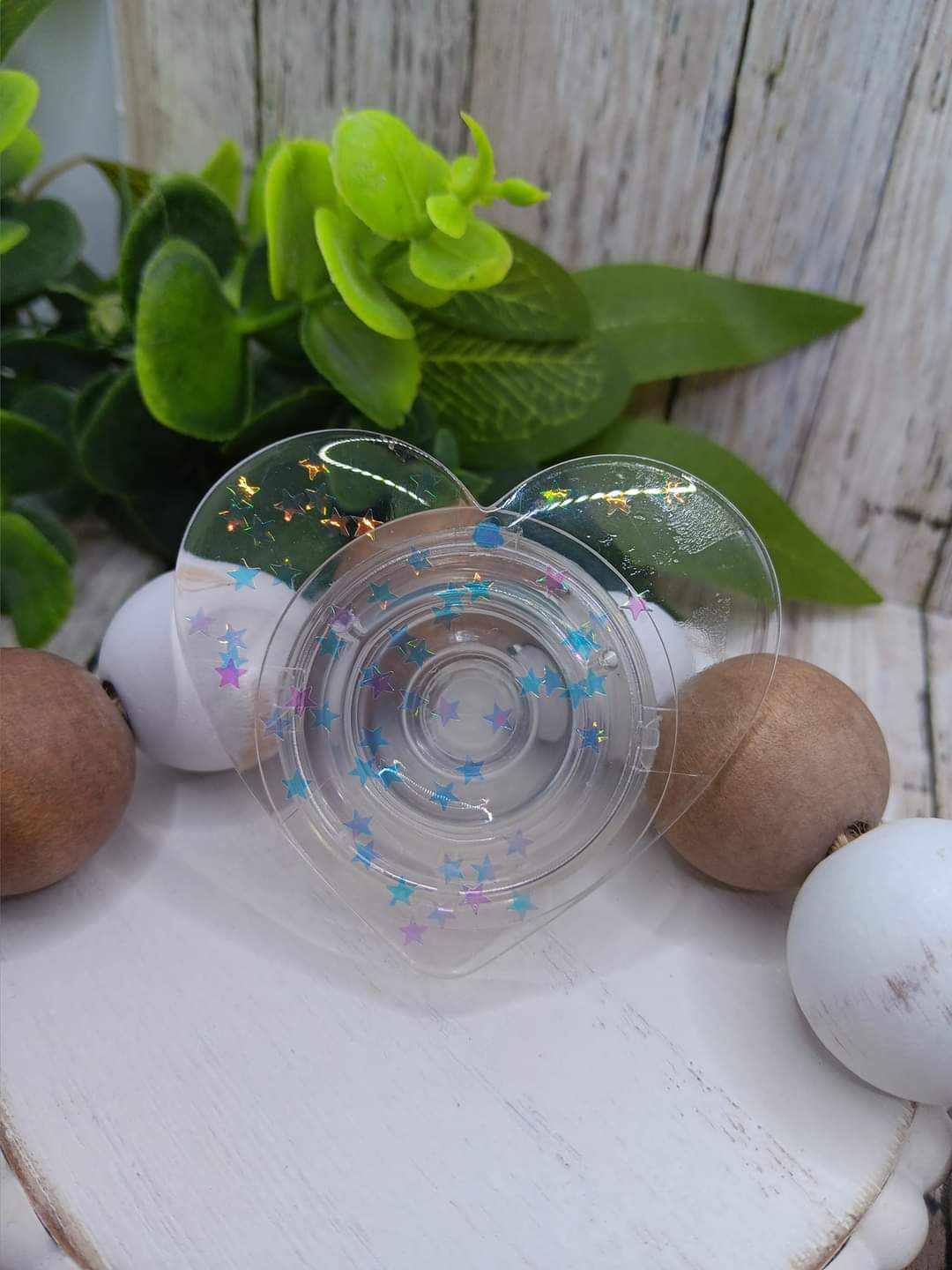 Clear w/ Glitter Sparkle Heart Mobile Phone Accessory