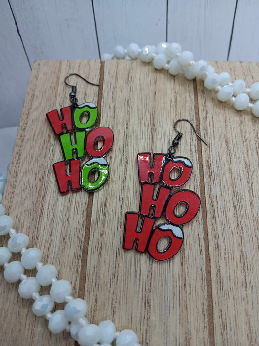 Red & Green HO HO HO Earrings
