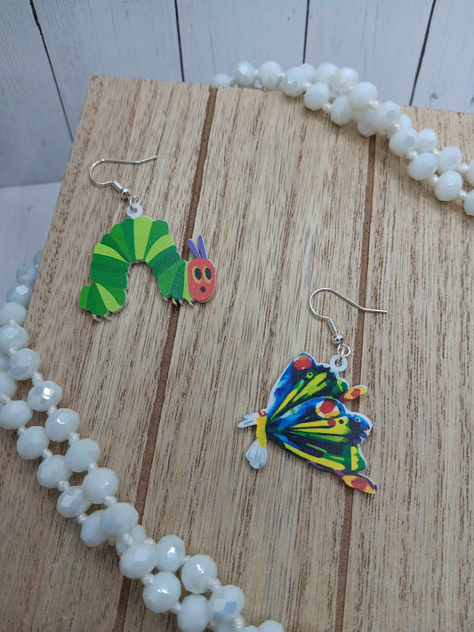 Caterpillar Book Themed Earrings