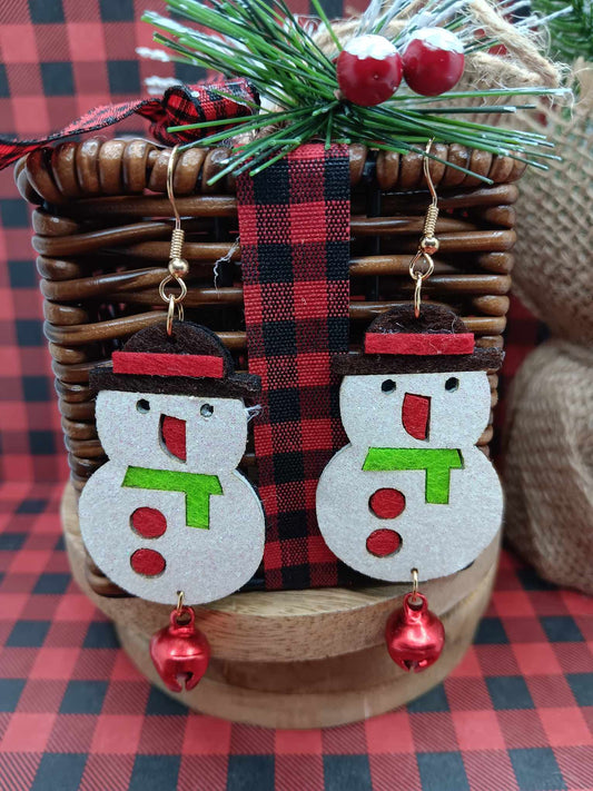 Glitter Snowman Earrings