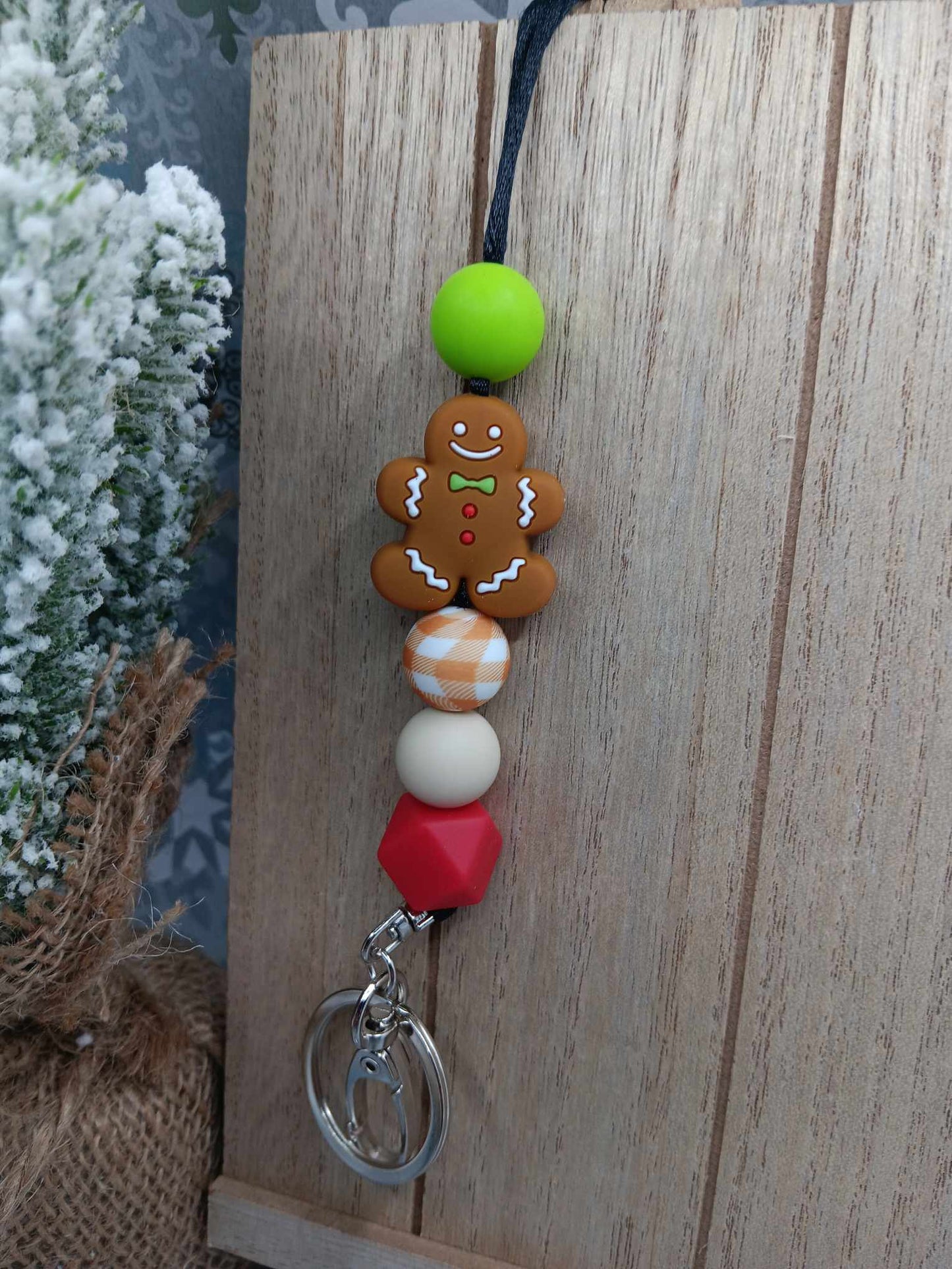 Gingerbread Beaded Lanyard