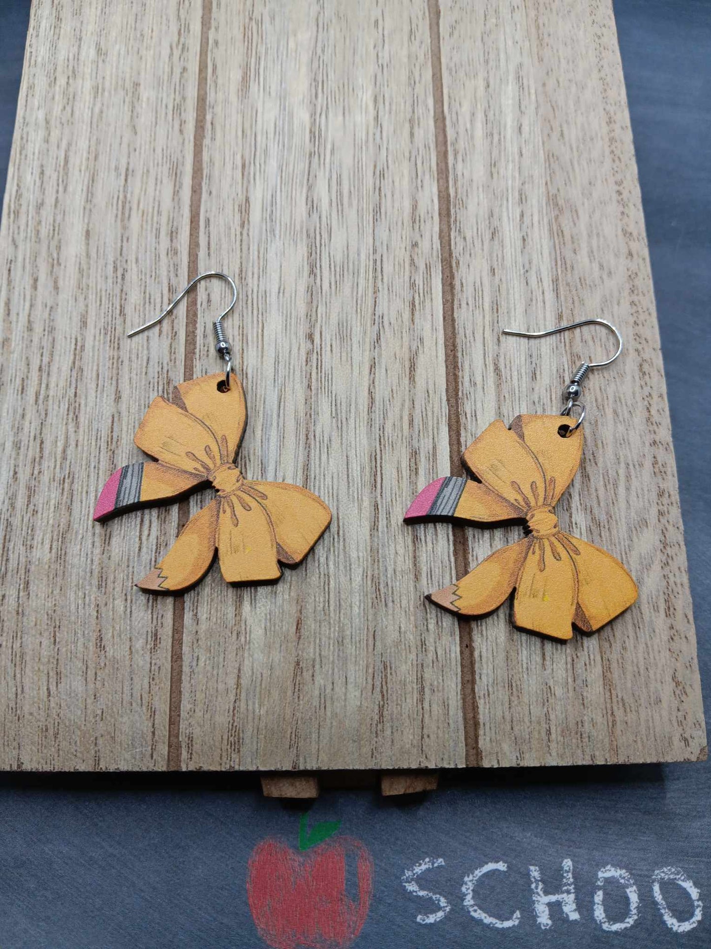 Pencil Bow Themed Earrings