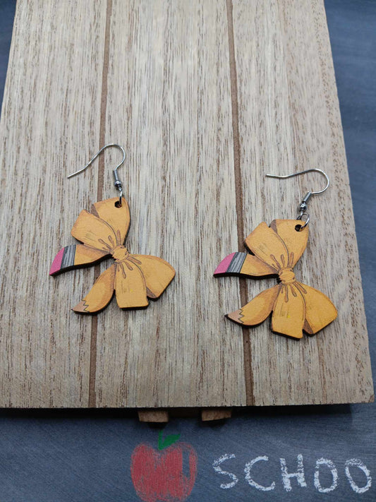 Pencil Bow Themed Earrings