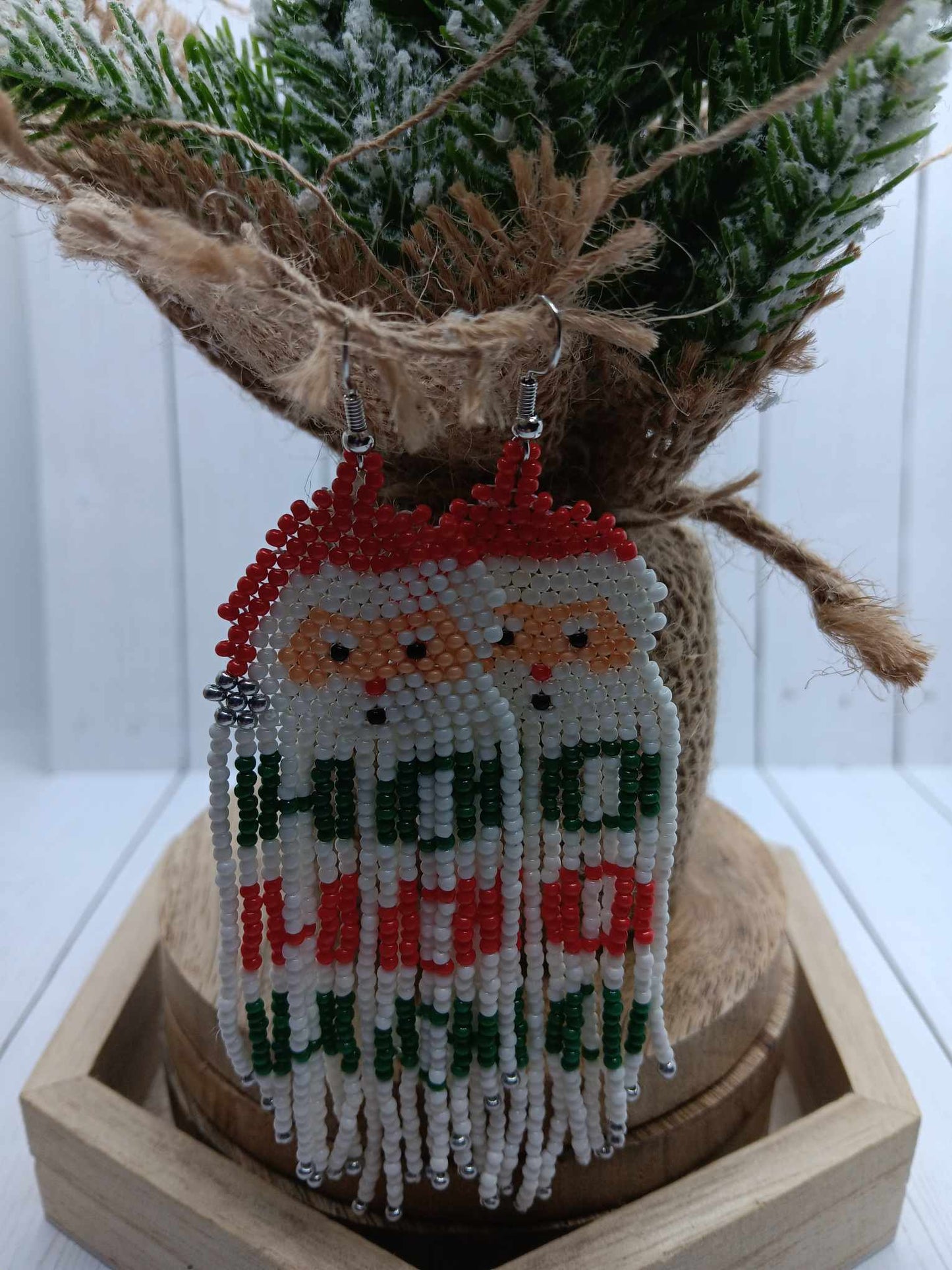 Santa HO HO HO Beaded Earrings