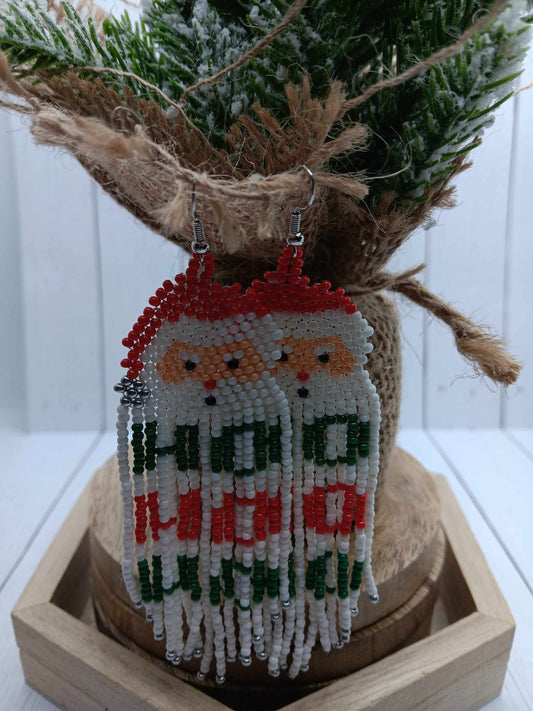 Santa HO HO HO Beaded Earrings
