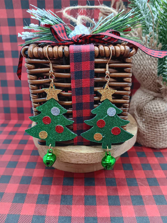 Glitter Christmas Tree Earrings