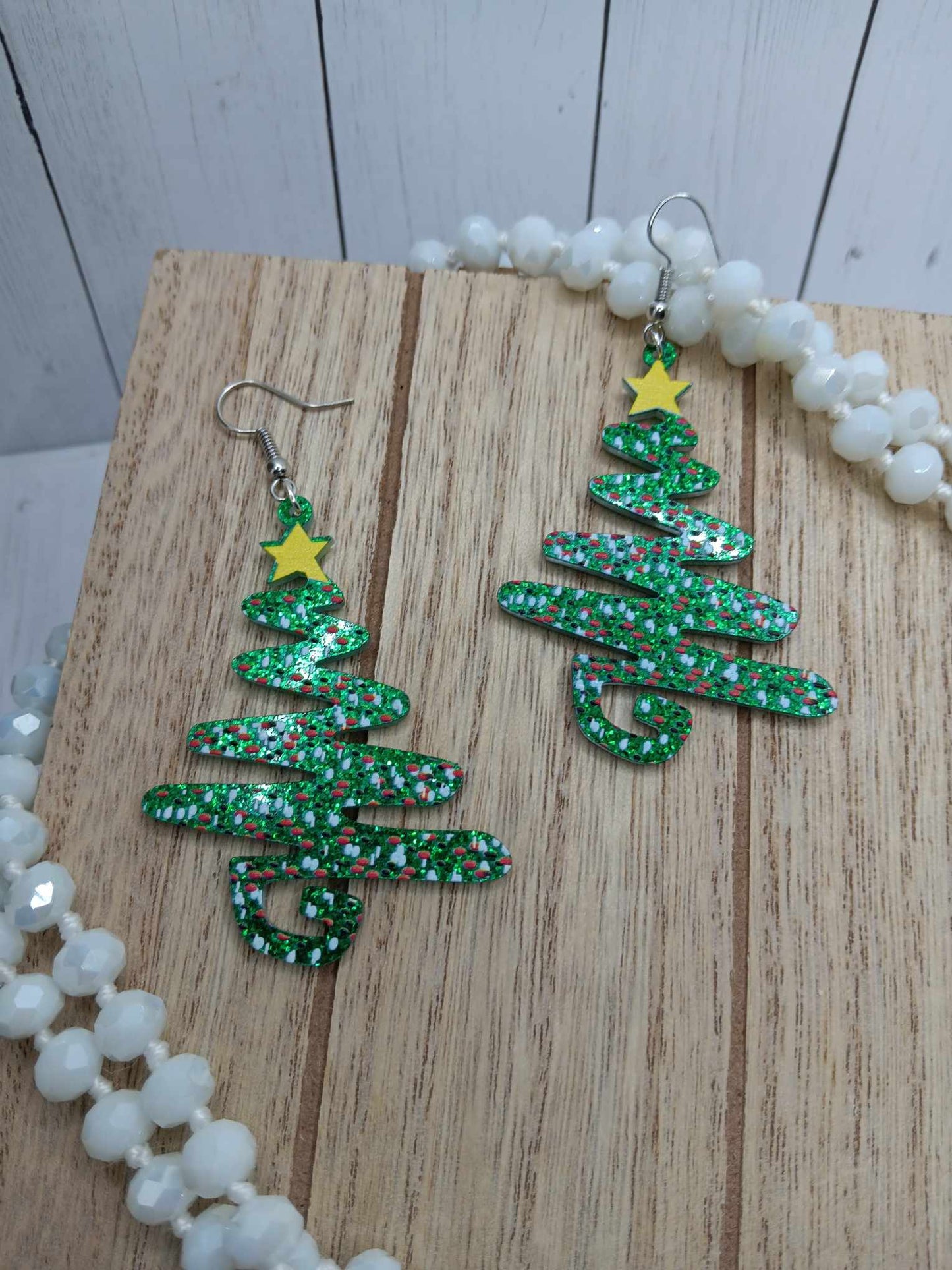 Glitter Christmas Tree Earrings