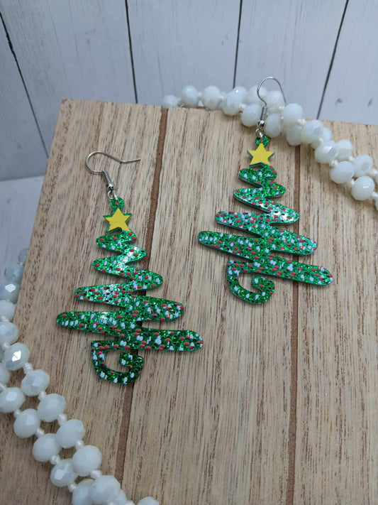 Glitter Christmas Tree Earrings