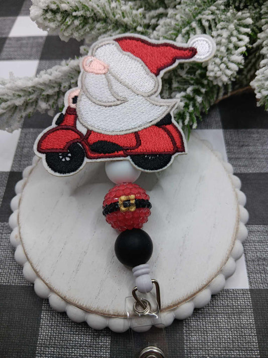 Embroidered Santa Beaded Badge Reel