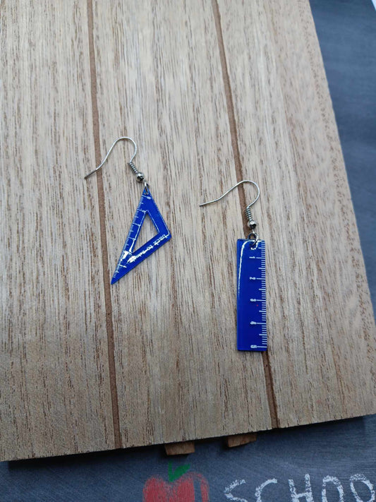 Blue Ruler Themed Earrings