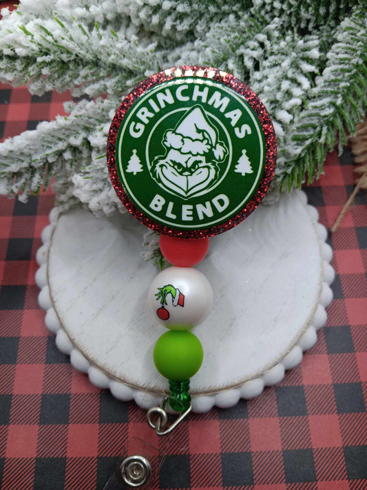 Grinchmas Blend Beaded Badge Reel