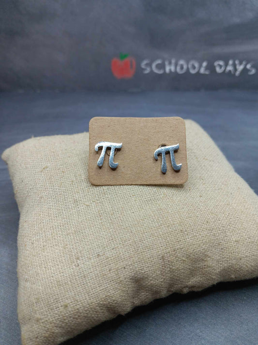 Silver Math Themed Pi Earrings