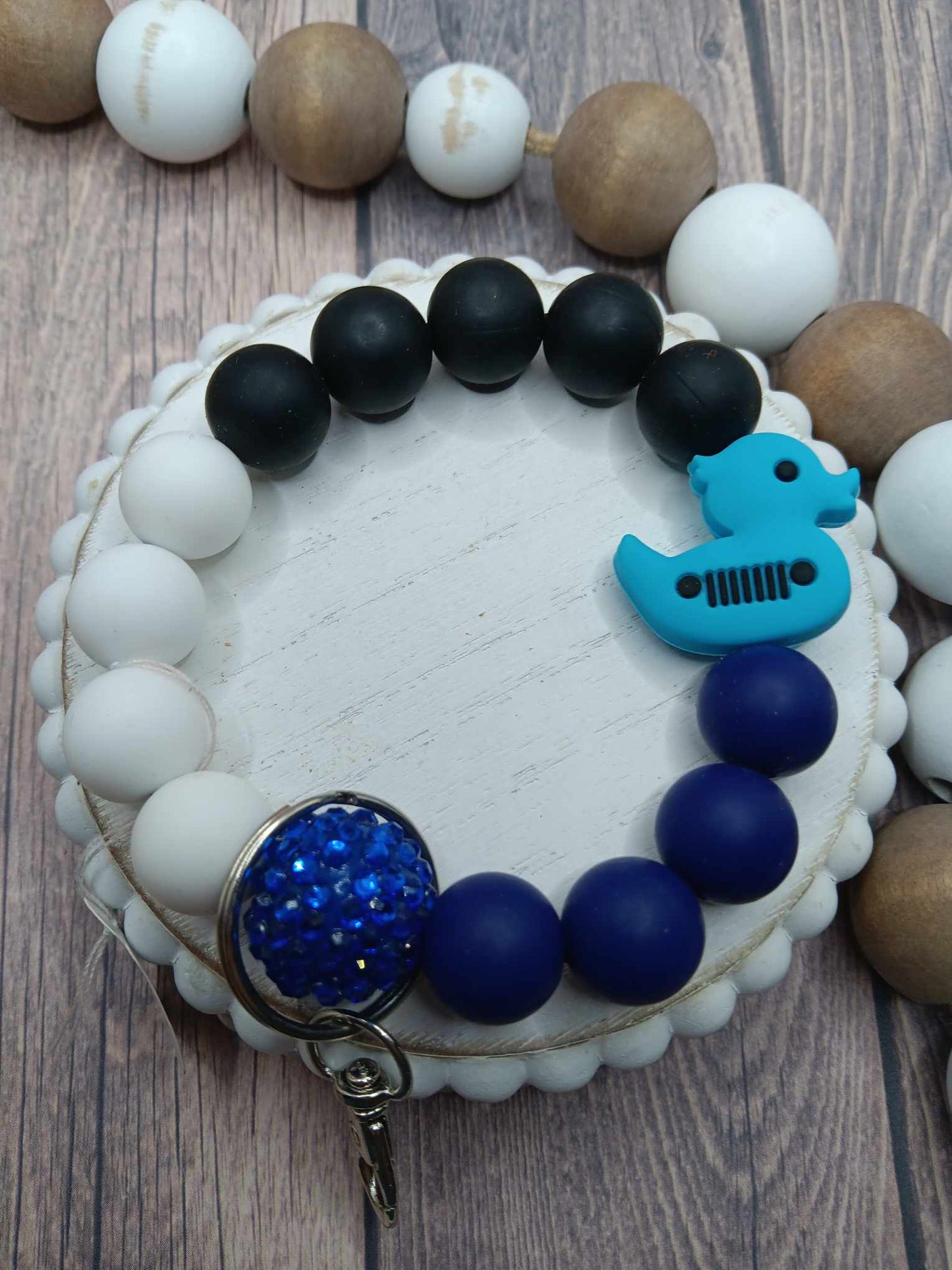 Blue Duck Beaded Wristlet