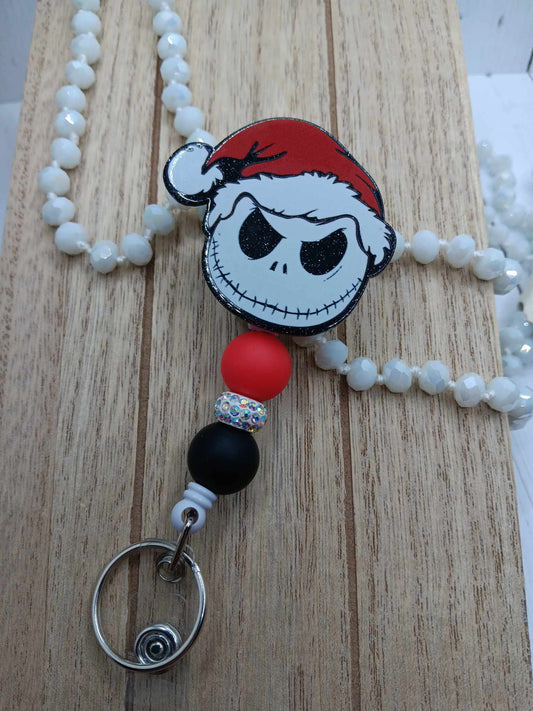 Spooky Santa Beaded Badge Reel