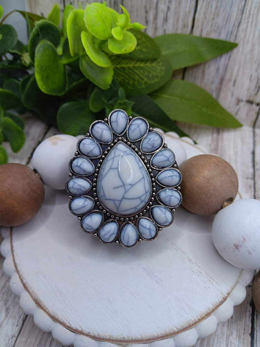 White Crackle Stone Mobile Phone Accessory - Teardrop